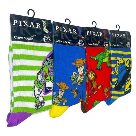 Disney Other - Men's Crew Socks 4pk Pixar/Disney TOY STORY: Buzz, Woody, Rex, Slinky & Aliens